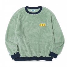 Rip Color Mix Smile Embroidery Boucle Sweatshirts Mint