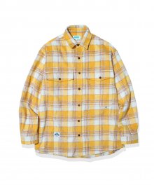 Flannel Artwork Embroidery Check Shirts Yellow