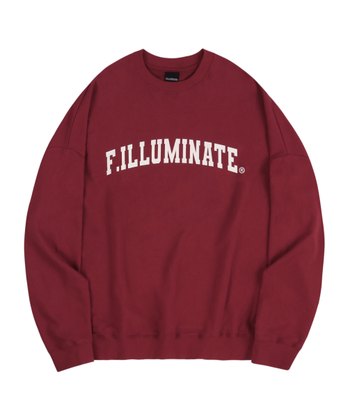 필루미네이트() 오버핏 아치 로고 스웨트 셔츠-와인 상품 이미지