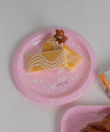 (LV-21540) SOFT MARBLE CIRCULAR PLATE PINK