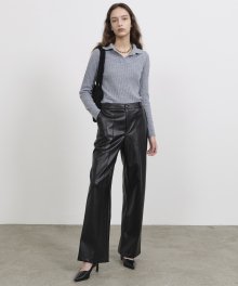 R PIN TUCK LEATHER PANTS