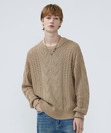 Leaf Pullover Knit - BEIGE