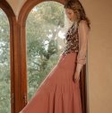 쎄무아듀(CEST MOIDEW) High waisted irregular pink skirt