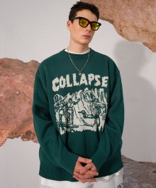 Collapse Oversized Sweater(TEAL GREEN)