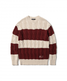STRIPE CABLE KNIT [BURGUNDY]