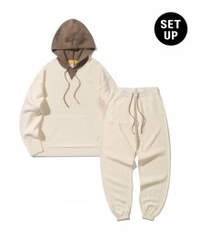 [SET] Neutral Oversized Hoodie Sweater + Pants(CREAM)