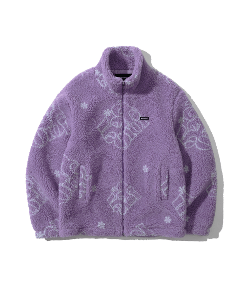 Jacquard Boa Fleece Zip-Up Jacket_Cream