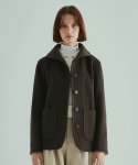 유니폼브릿지(UNIFORM BRIDGE) round collar wool coat(womens) brown