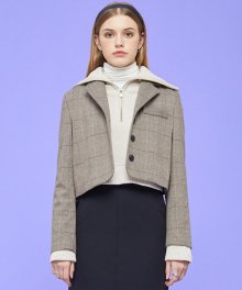 [울 ver.] WOMEN 크롭 울 체크 싱글 블레이저 자켓 [CHECK] 가을 겨울 기모 재킷