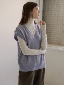 2.74 Eyelet wool vest (Blue)