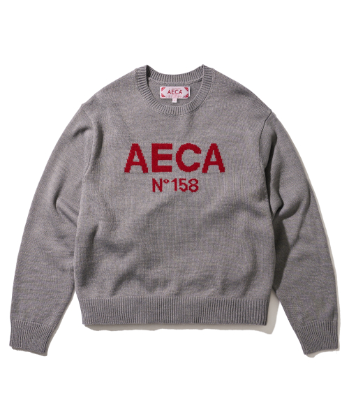 ◆AECA WHITE BIG LOGO WOOL KNIT/5色◆ 에이카화이트(AECA) AECA BIG LOGO WOOL KNIT-GREY - 사이즈