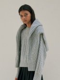떼뚜(TETU) Cable wool round knit light gray
