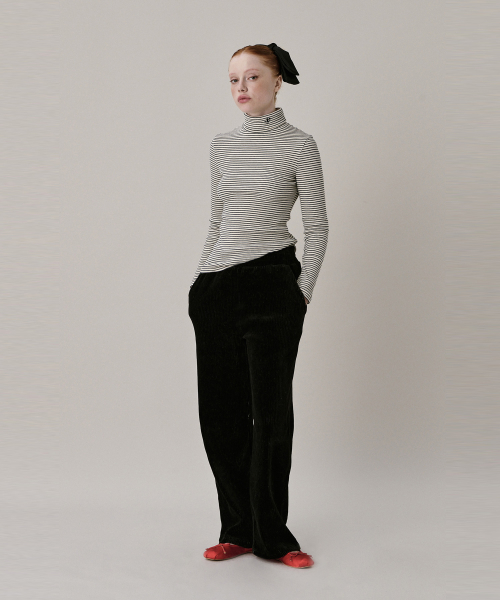 Двухцветные велюровые брюки Two Tone Velour Pant_Black