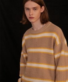 BEIGEYELLOW blushed mohair stripe knit (OT017)