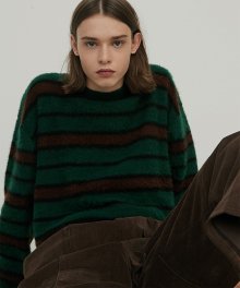 GREENBROWN blushed mohair stripe knit (OT018)
