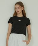 코이터널() COE FLOWER CROPPED T-SHIRT : 코이플라워 크롭 티셔츠 트루 블랙