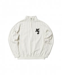 W STRIPED HALF ZIP (IVORY)