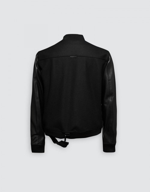 Кожаная куртка леттерман (Black/Black/Black)