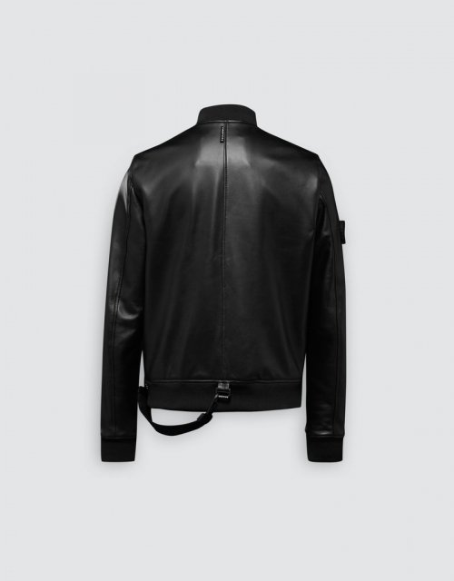 Кожаный бомбер-тренч (Black/Black/Black)