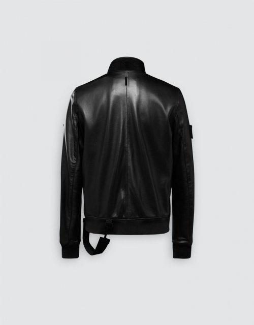 Кожаный тренч-харрингтон (Black/Black/Black)