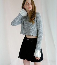 Boat neck crop knit grey