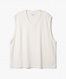 Silky V-Neck Vest [Ivory]