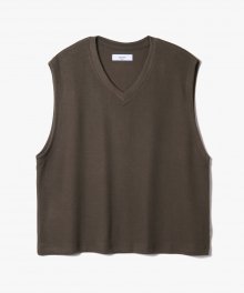 Silky V-Neck Vest [Brown]