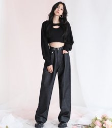 BOLERO CROP KNIT SET CHARCOAL