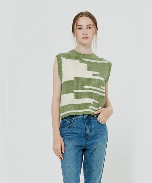 COLOR MIXED KNIT жилет WOMAN - зелёный