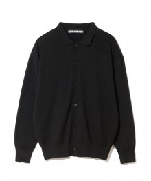 organic cotton collar knit cardigan black