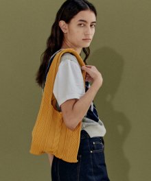 CABLE KNIT SHOPPER BAG - YELLOW