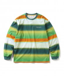 Blurred Striped L/S Tee White/Green