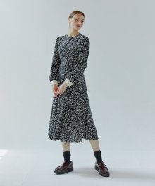 Combination Color Piping Dress  Black