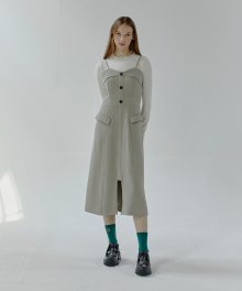 Slip Pocket Stitch Dress  Khaki
