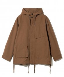 hooded pocket short jacket brick