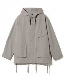 hooded pocket short jacket grey