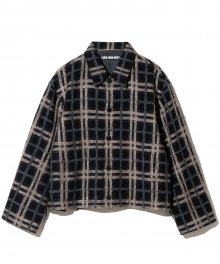 lattice Wool short jacket black
