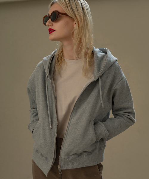 SITP5036 укороченный Hood Zip-up_Melange серый