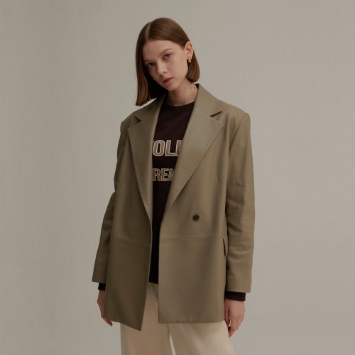 LAMBSKIN OVERFIT однобортный BUTTON пиджак KHAKI бежевый