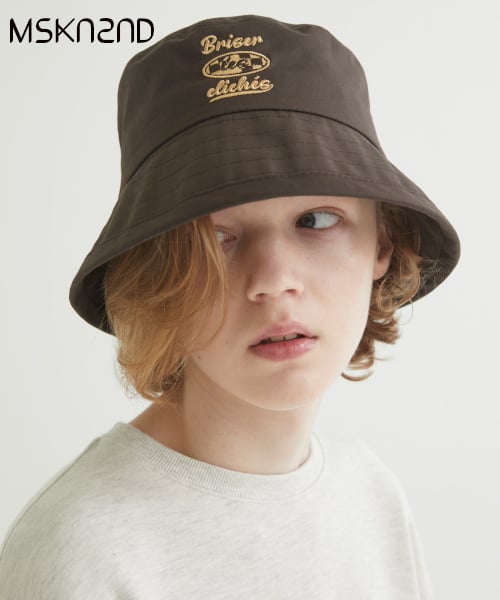 Exaggerated Check Cotton Canvas Bucket Hat in Birch Brown