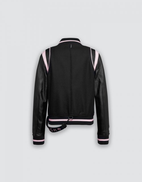 Кожаный бомбер (BLACK/BLACK/PINK)