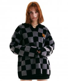 Monogram Checkerboard Sweater Charcoal