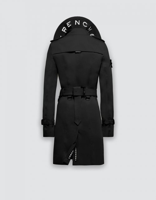 Приталенный тренч (BLACK/BLACK/WHITE)