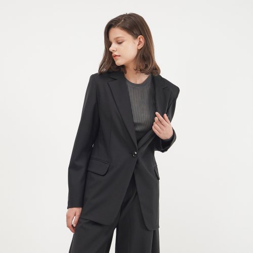 однобортный Button Tailored Jacket_Black