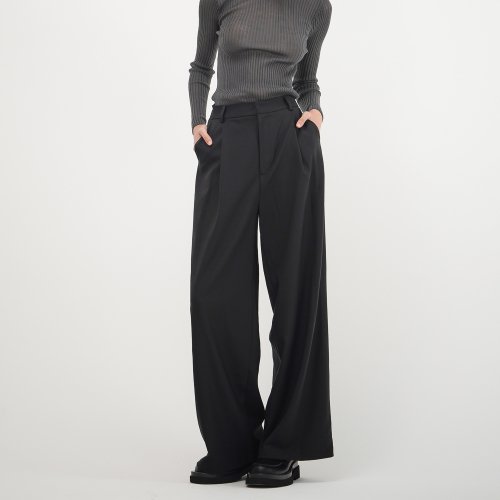 Pintuck широкий Fit Slacks_Black