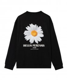 BLACK OVER FIT DAISY EMBROIDERY SWEATSHIRT TNTS1F708BK