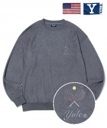 TERRY EMBROIDERY TENNIS CREWNECK CHARCOAL