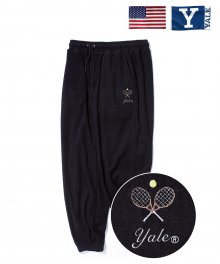 TERRY EMBROIDERY TENNIS PANTS BLACK