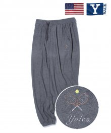 TERRY EMBROIDERY TENNIS PANTS CHARCOAL