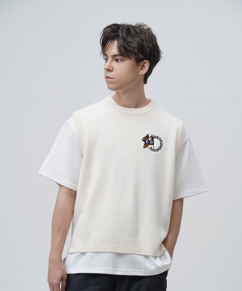 디쏘에이치(dxoh) 베어 로고 베스트 아이보리